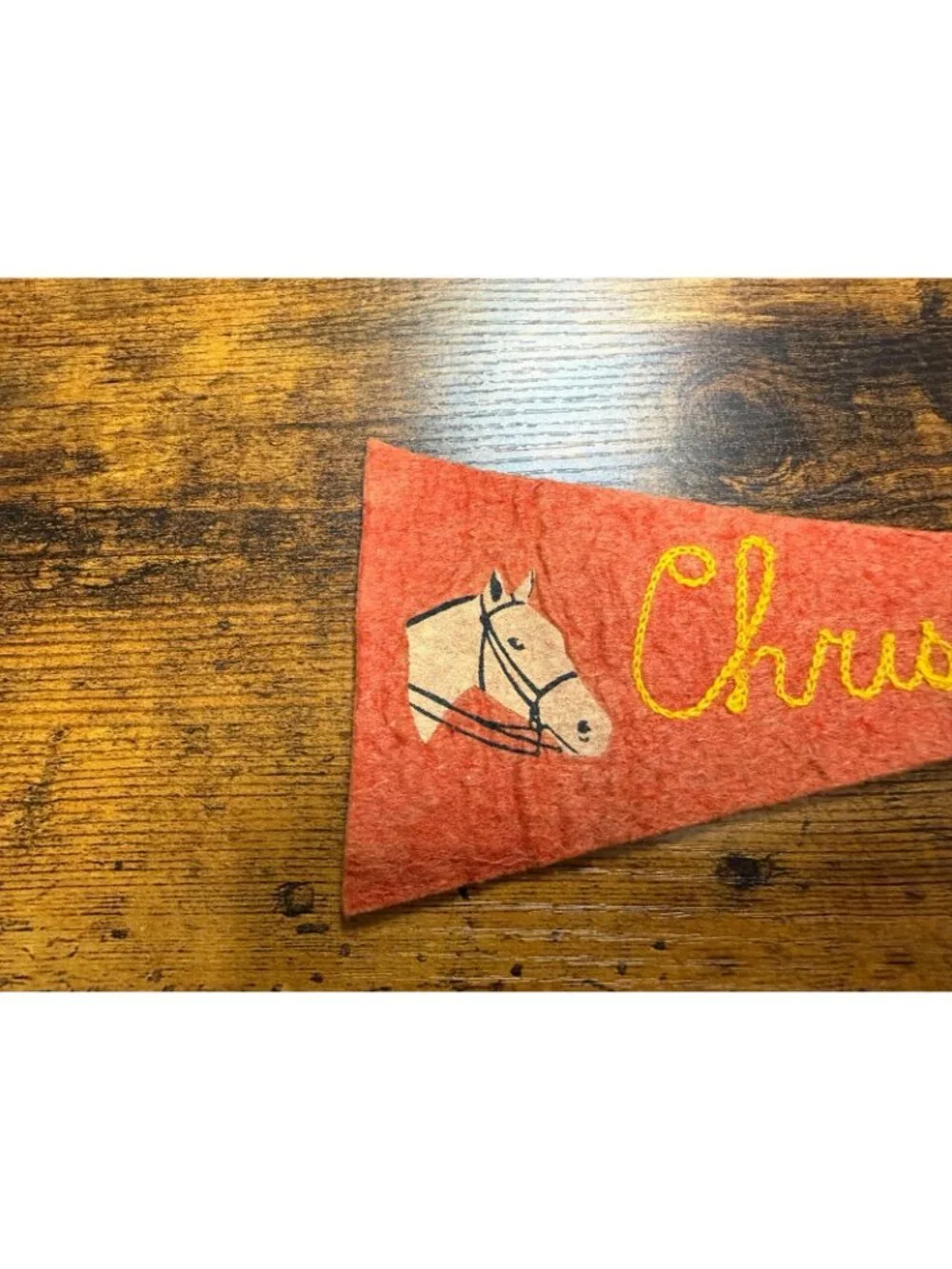 Vintage Stitched Christine mini pennant with horse